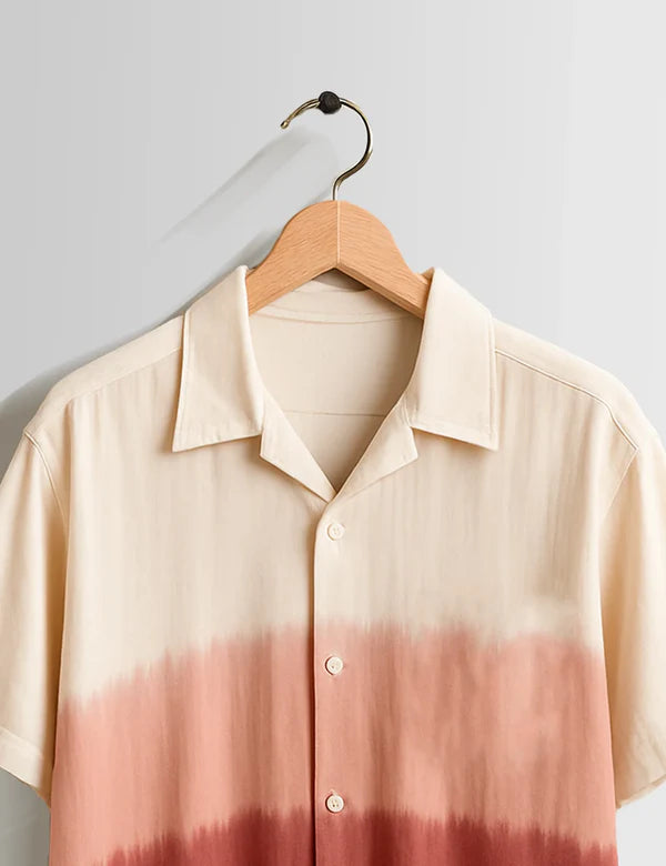 DapperWeave's Maroon Gradient Designer Shirt & White T-Shirt Combo for Men – Stylish Summer Casual Outfit