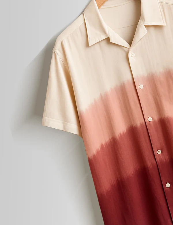 DapperWeave's Maroon Gradient Designer Shirt & White T-Shirt Combo for Men – Stylish Summer Casual Outfit